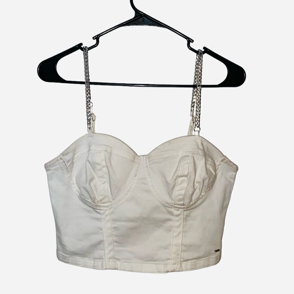 Y2K Vintage Guess Brand White Corset Crop Top Size Medium